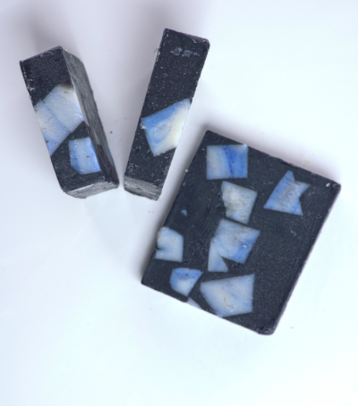 Bars of black and blue detox-charcoal eucalyptus artisan soap 