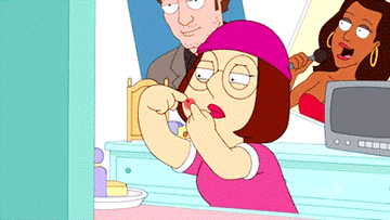Meg from Family Guy popping a pimple