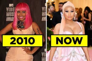 Nicki Minaj in 2010 and Nicki Minaj now