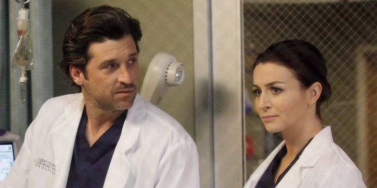 Derek and Amelia prepping for surgery in &quot;Grey&#x27;s Anatomy.&quot; 