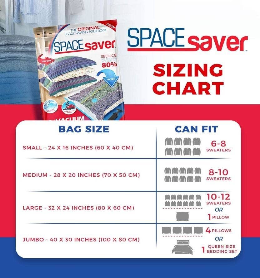 Space Saver Vacuum Storage Bags Variety Pack 12 Bags Small, Med, L