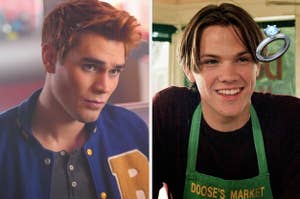Archie is on the left with Dean smiling next to an engagement ring on the right