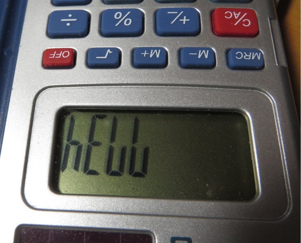 calculator that reads hell