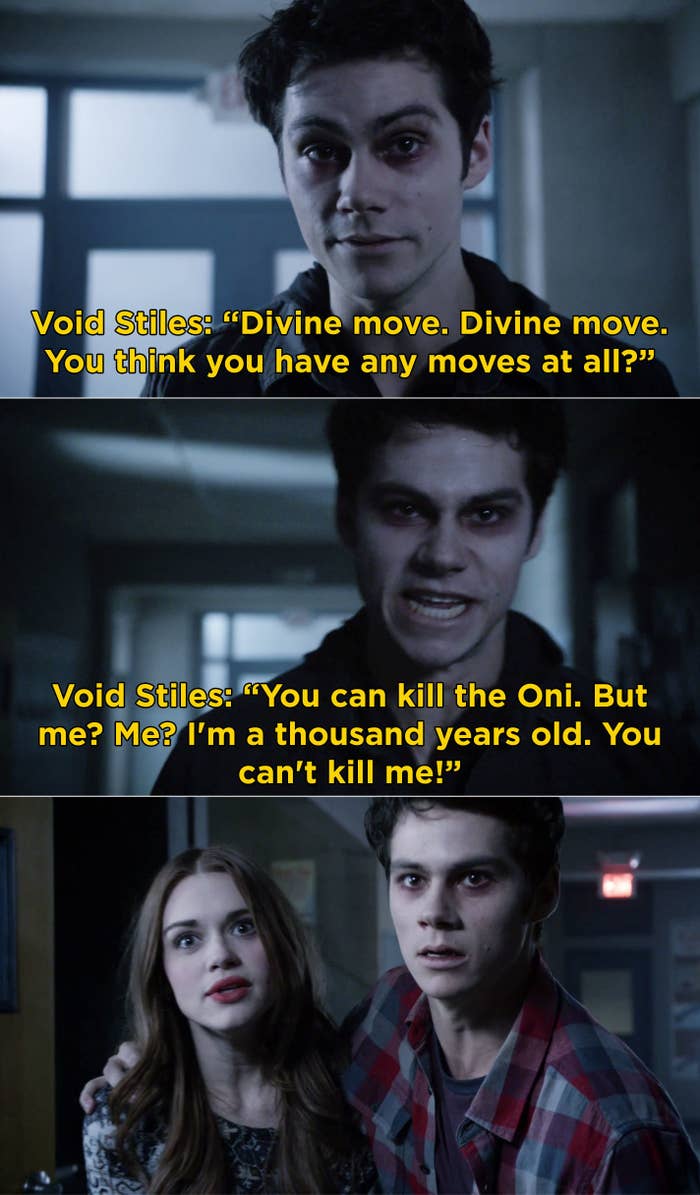 Void Stiles telling Stiles and Lydia, &quot;You can kill the Oni. But me? Me? I&#x27;m a thousand years old. You can&#x27;t kill me&quot;