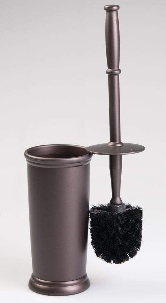The bronze mDesign Compact Freestanding Plastic Toilet Bowl Brush and Holder