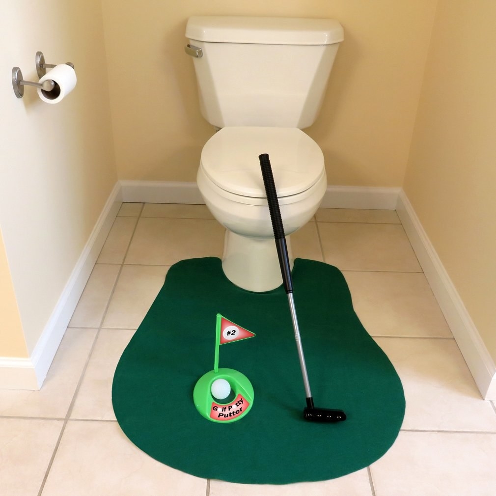 The Evelots toilet golf game in a bathroom