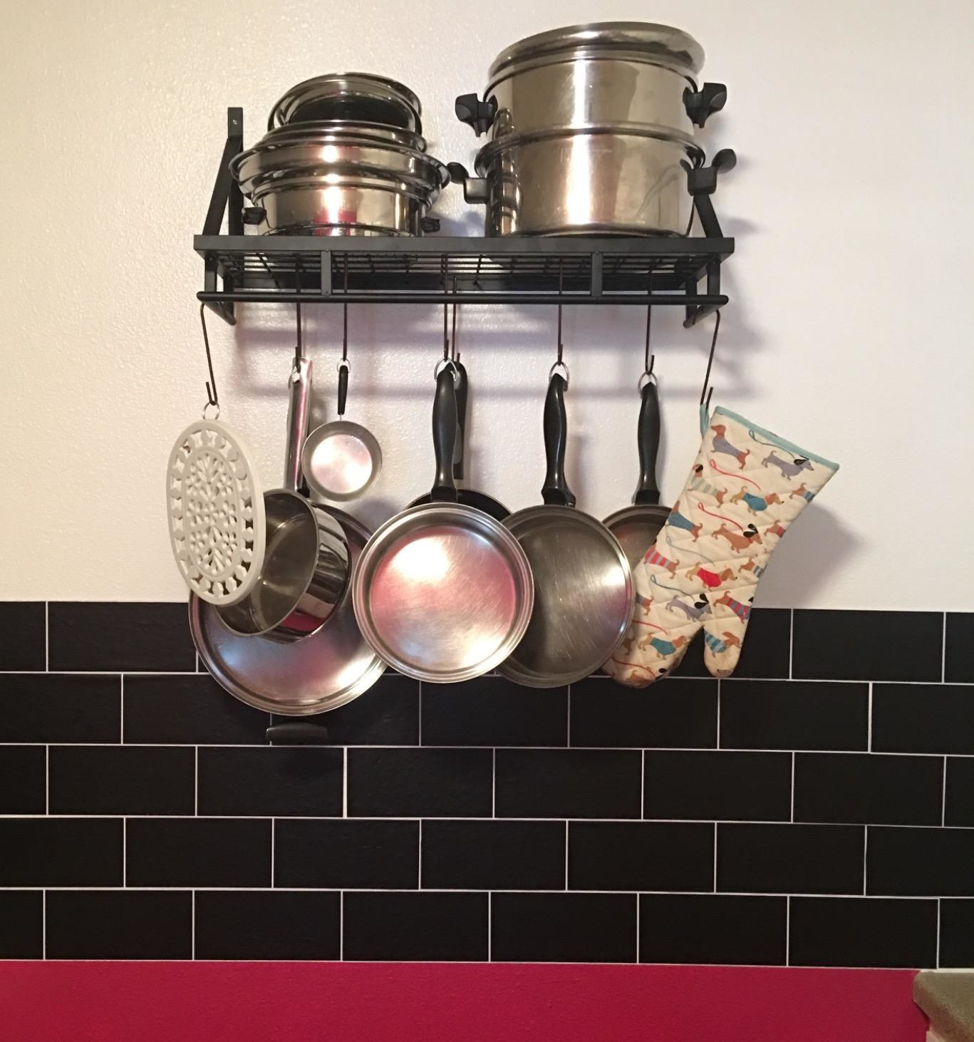 Home Improvement Wall Mounted Kitchen Racks Kitchen pot cover rack