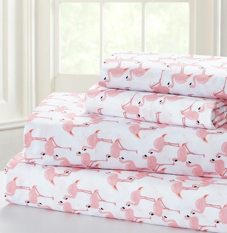 Bay Isle Home's sheets with pink flamingos all over