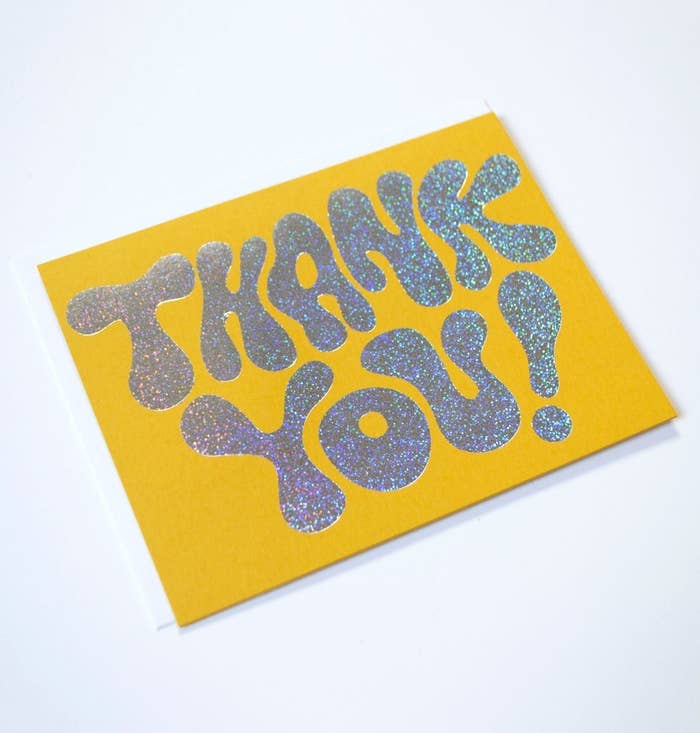 A card says thank you on the front