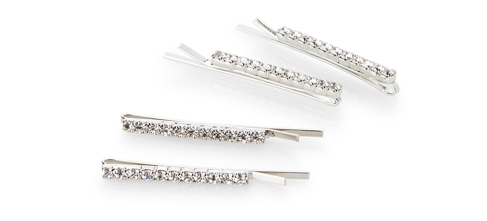 Four hair clips decorated with sparkling stones