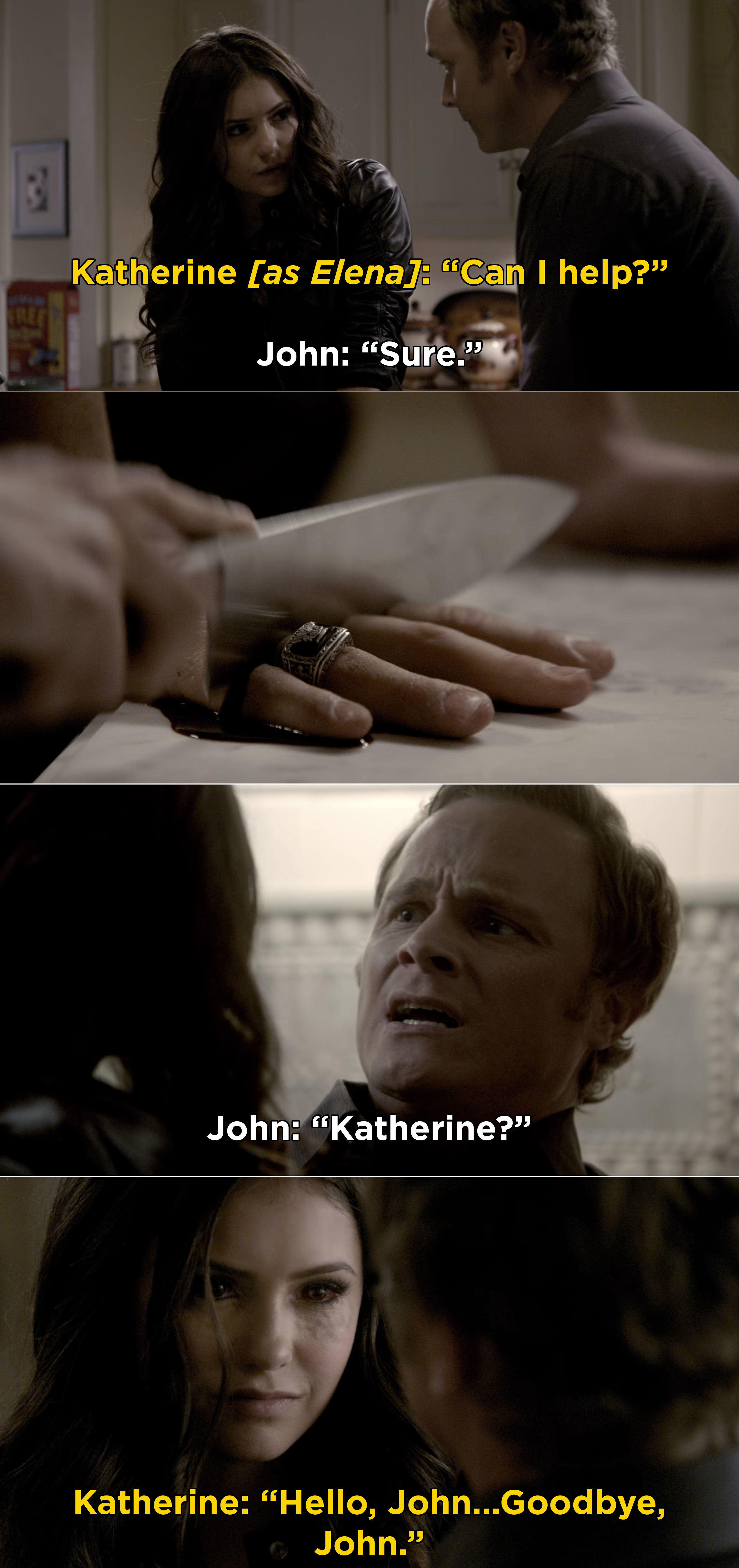 Katherine revealing herself to John and cutting off his fingers