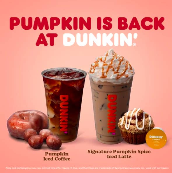 Dunkin donuts pumpkin sales spice 2020