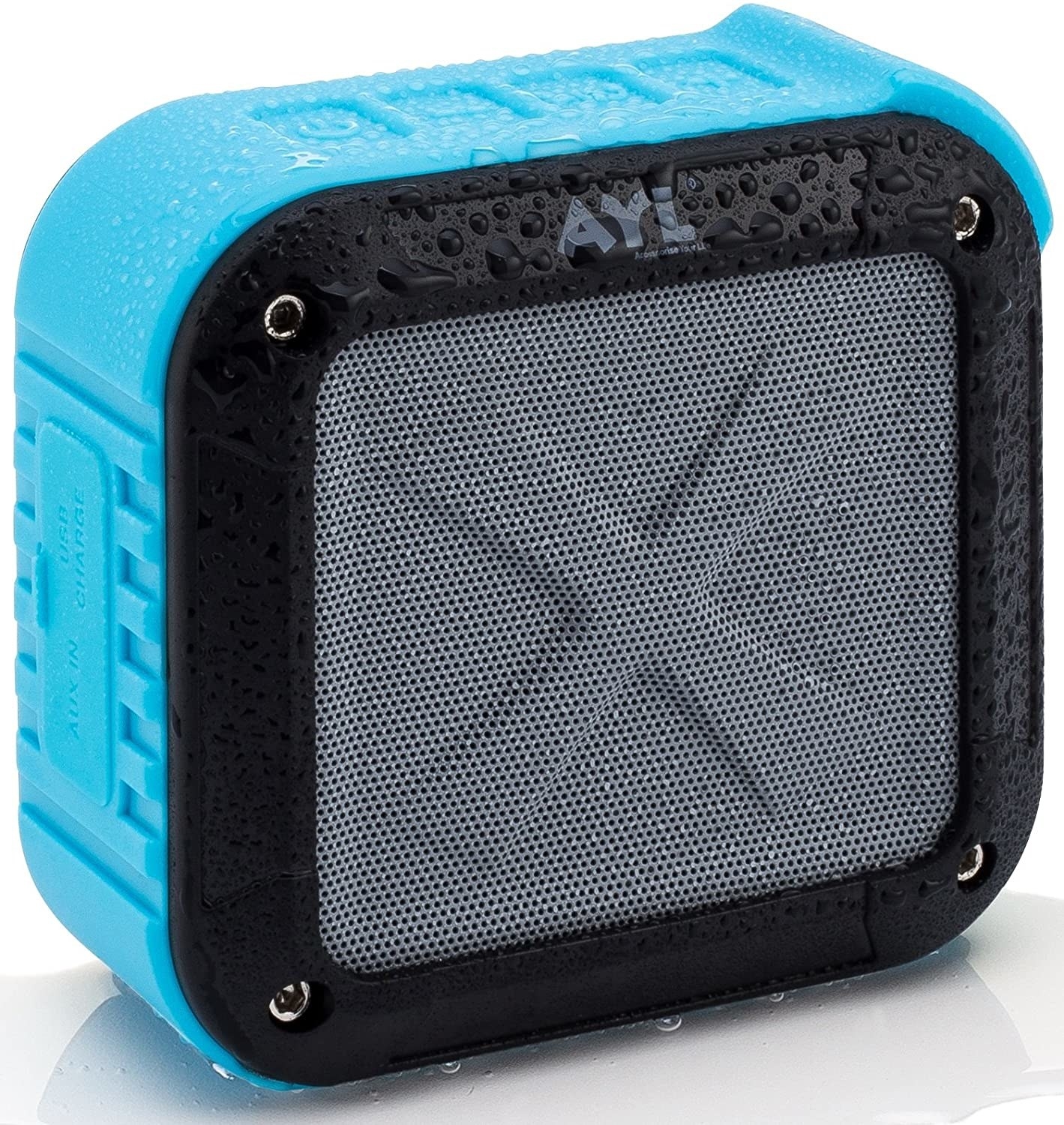 The Soundfit portable outdoor waterproof bluetooth speaker in blue