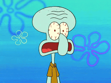 Squidward from Spongebob looking totally freaked out.