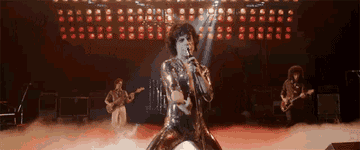 A mashup of Freddie Mercury performing at various concerts.
