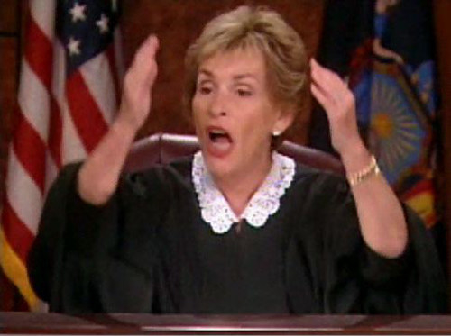 Judge Judy angry in her courtroom