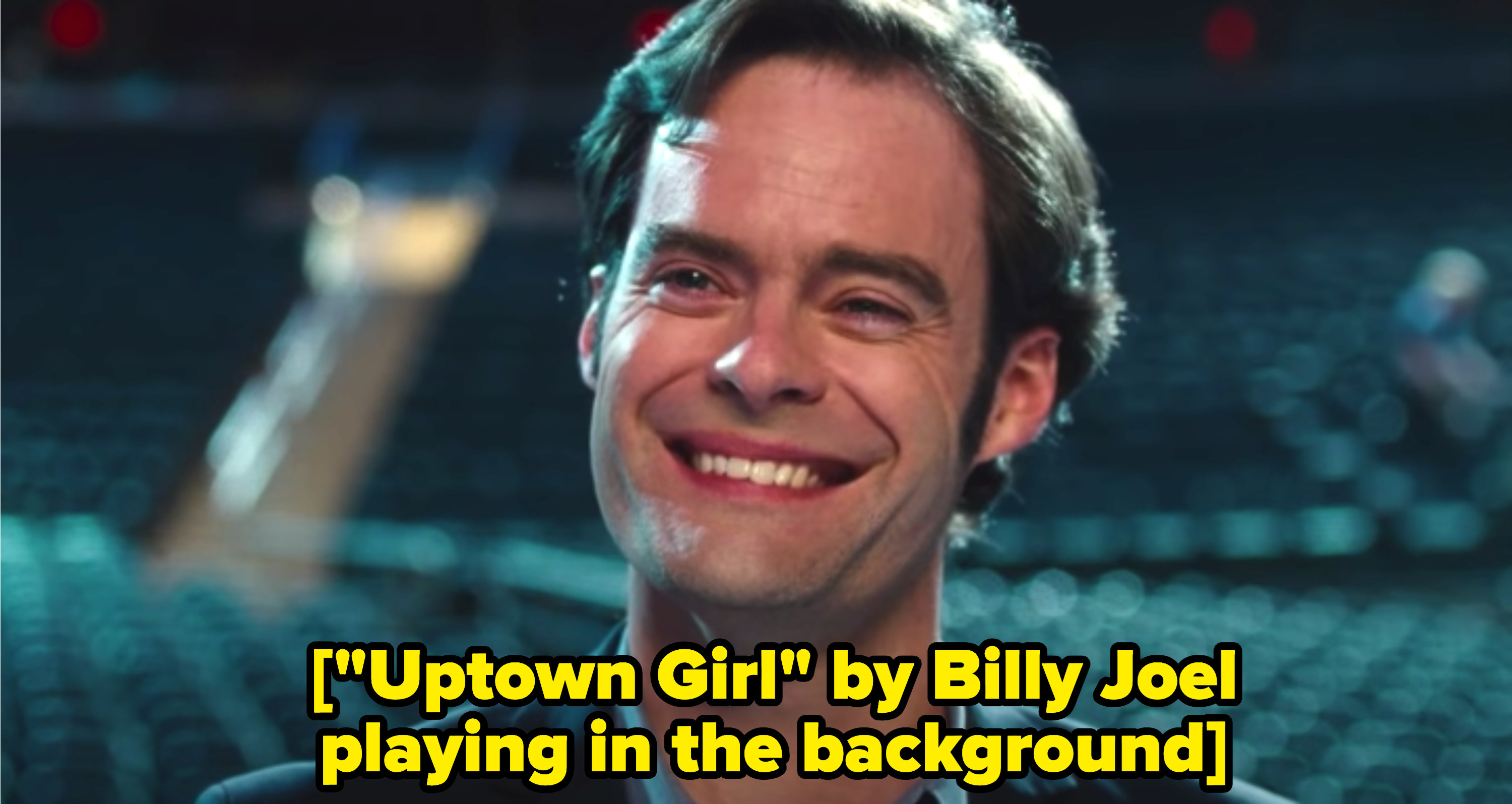 Aaron smiling at Amy dancing in Madison Square Garden to &quot;Uptown Girl&quot; by Billy Joel