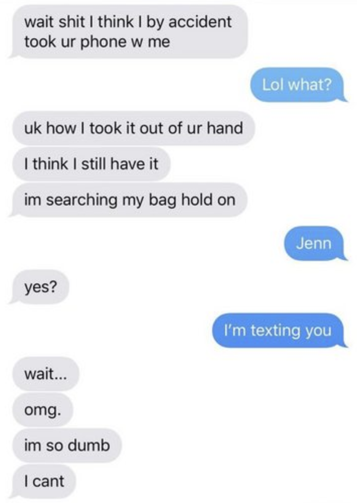 text about someone losing a phone but texting with it so it&#x27;s not actually lost
