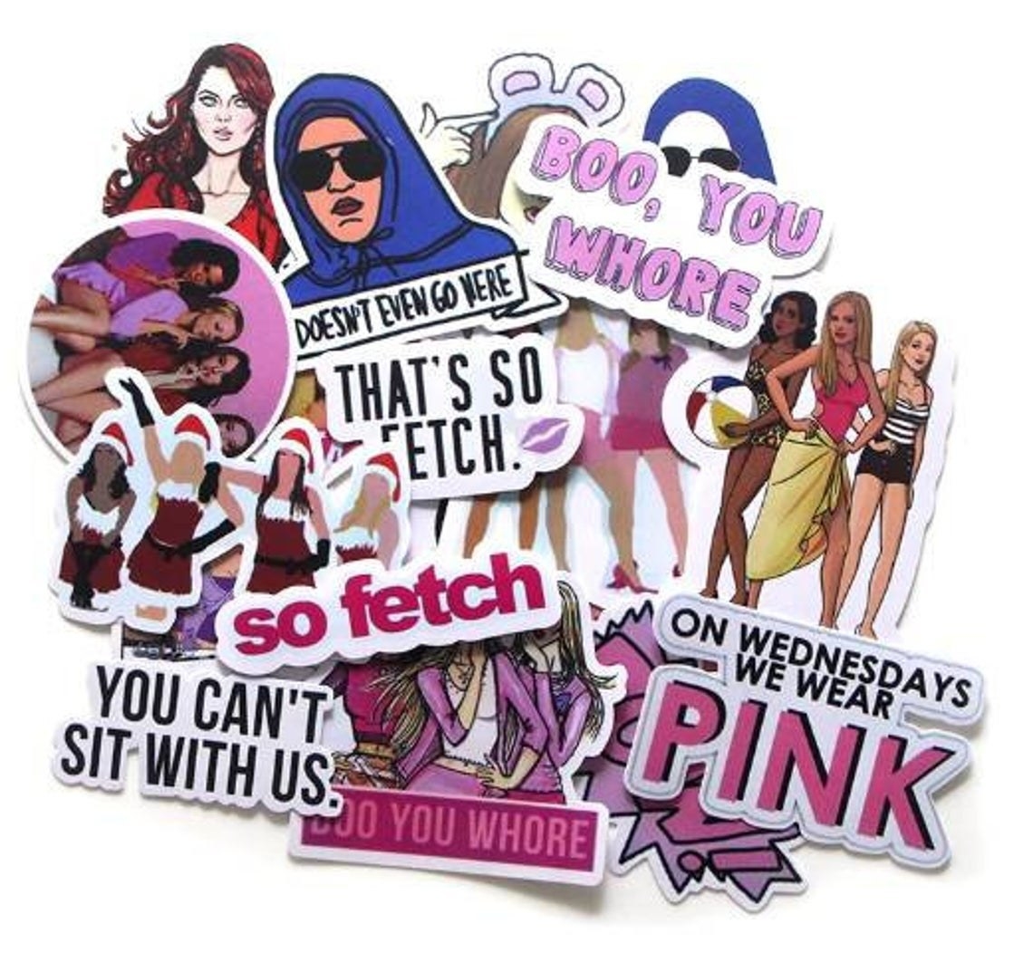 A pile of Mean Girls-inspired stickers