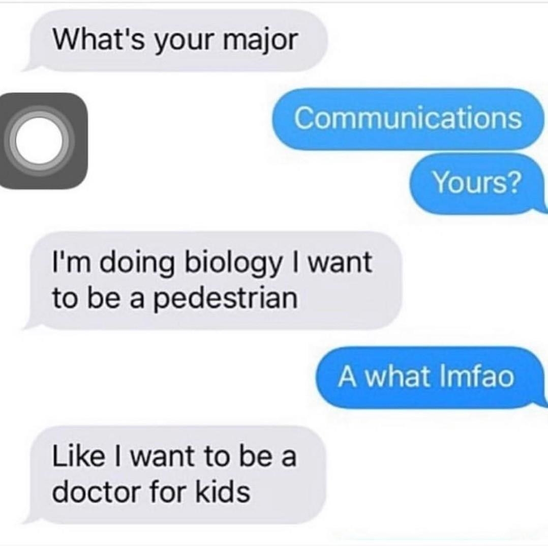 text where one person mixes up pediatrician and pedestrian