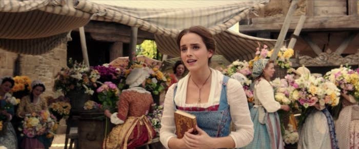 Emma Watson as Belle walking through town during the opening number, &quot;Belle&quot;