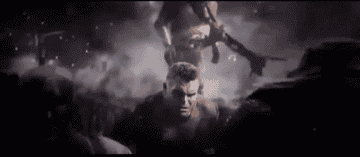 The avengers charging towards battle.