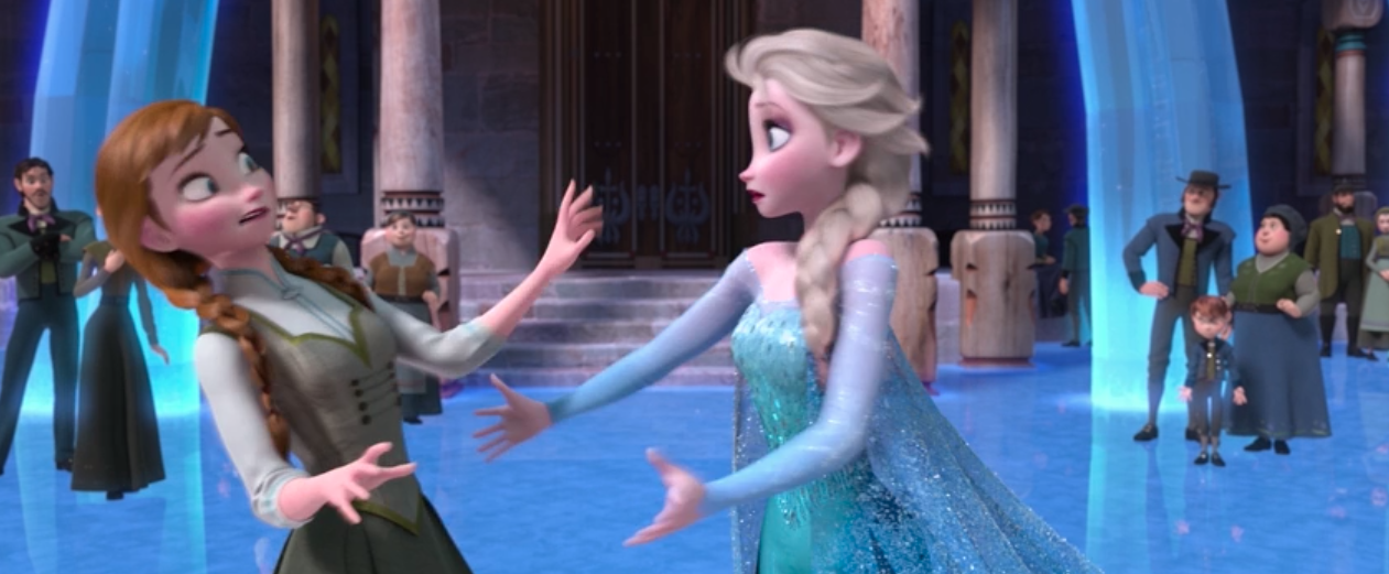 Anna is unsure of her first time on ice skates Elsa made for her during the ending of &quot;Frozen&quot;