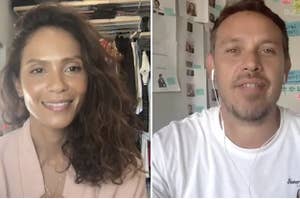 Lesley-Ann Brandt and Kevin Alejandro on a zoom call