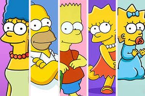 The Simpsons family posing and smiling warmly