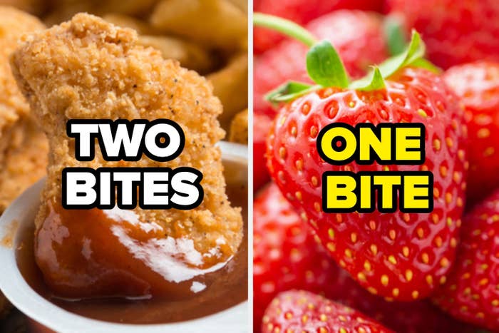 Chicken nugget and strawberry.