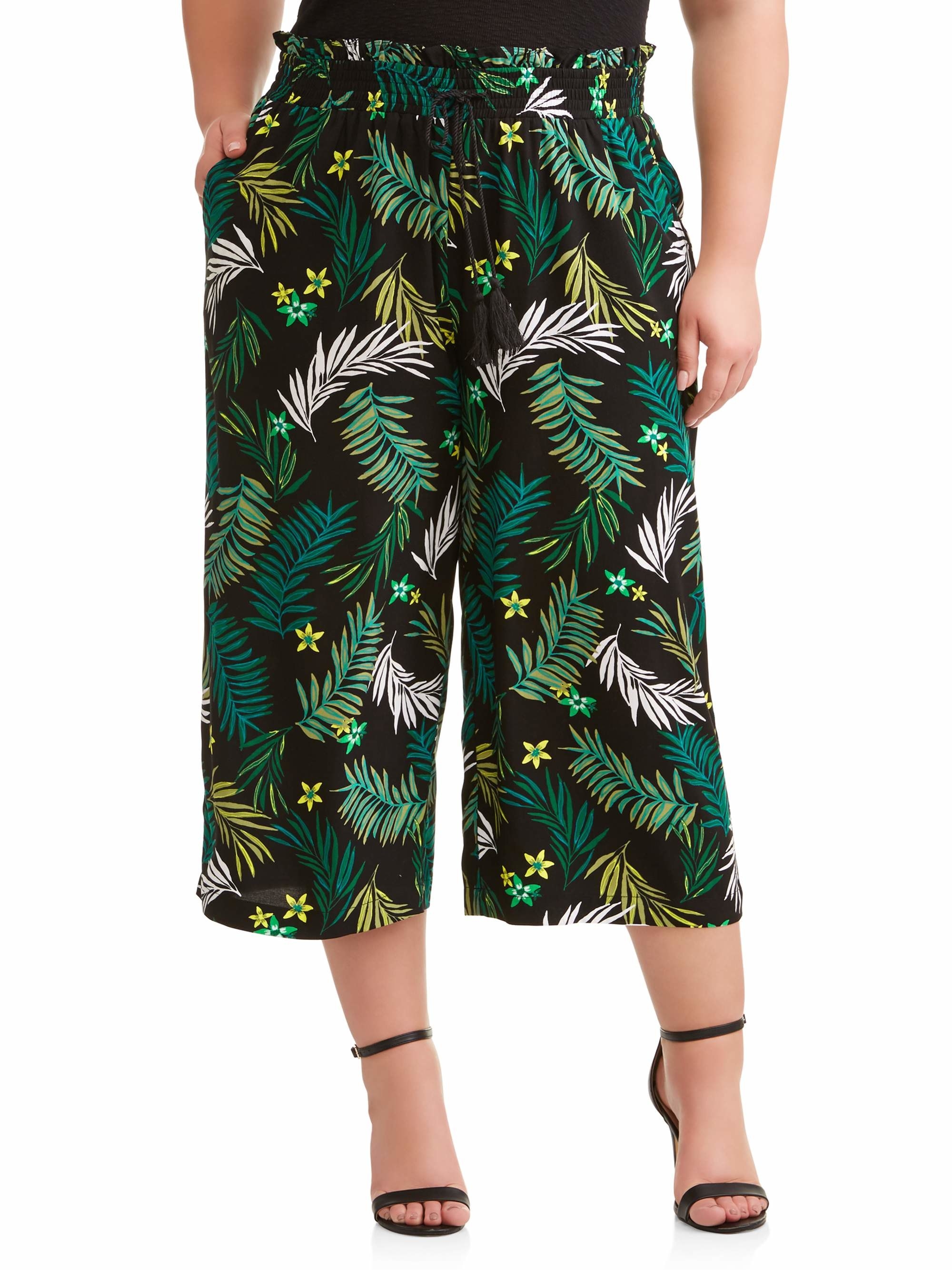 Model wearing the floral pants
