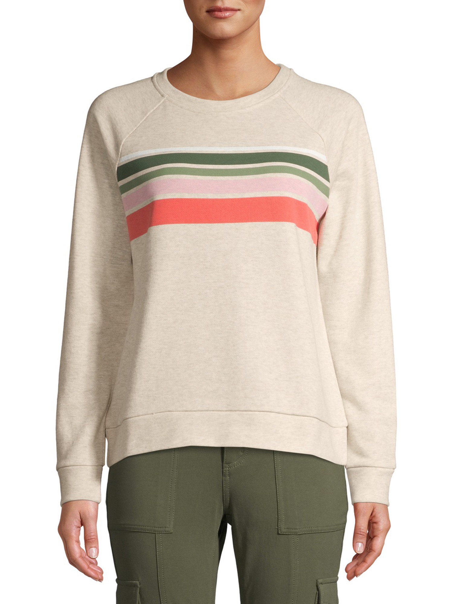 Model wearing the heather sweater