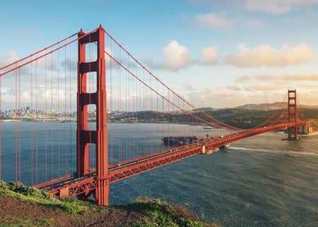 The Golden Gate Bridge from a high vantage point
