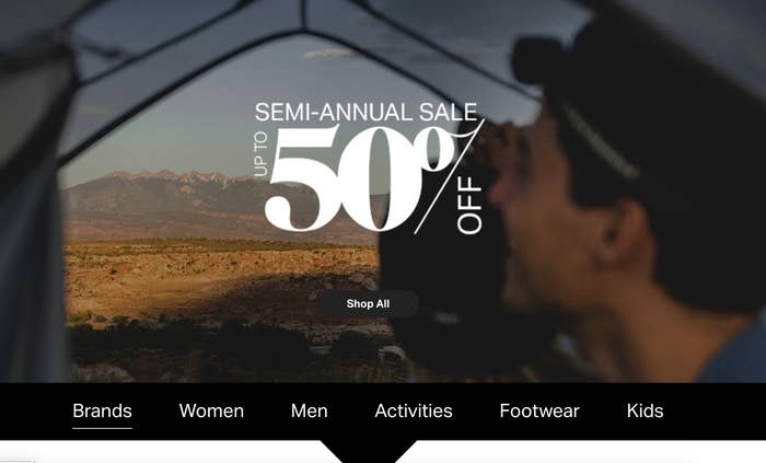 The sale banner on Backcountry&#x27;s web page 