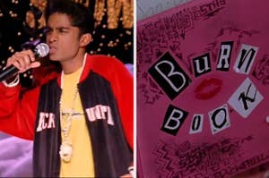 Kevin G rapping next to a picture of the burn book