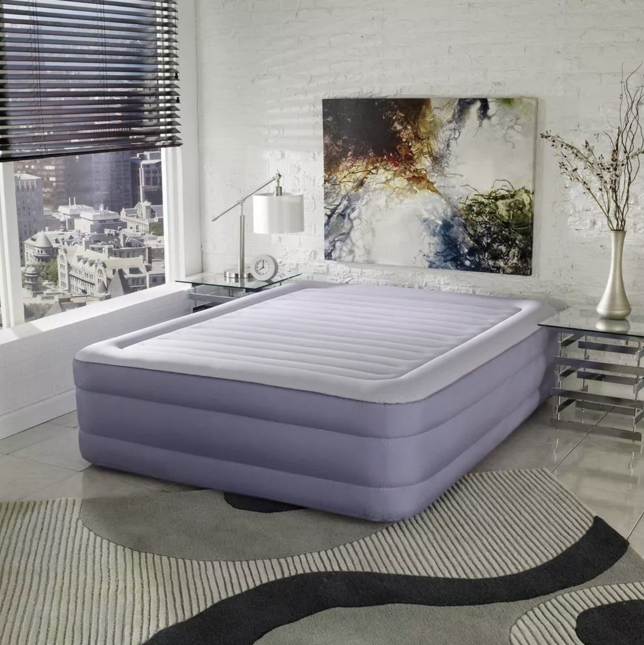 The air mattress, featuring a pillow top