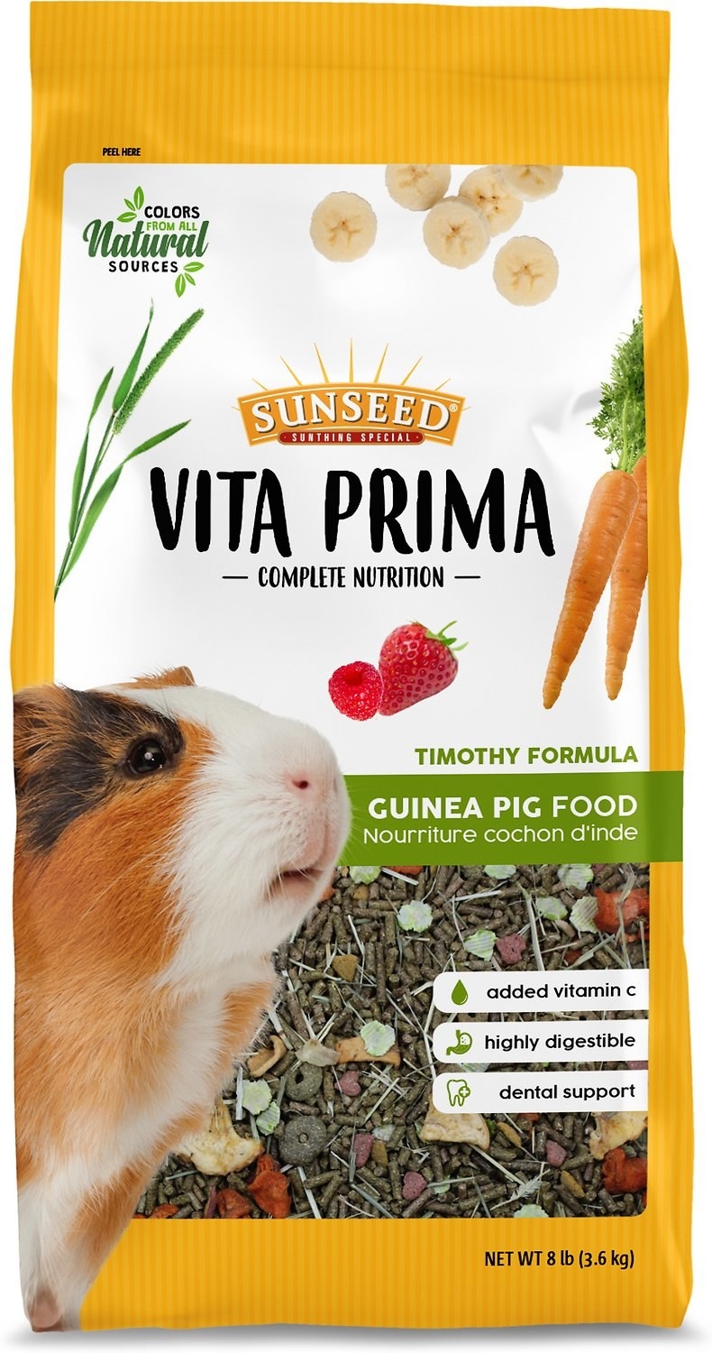 The guinea pig food in a bag