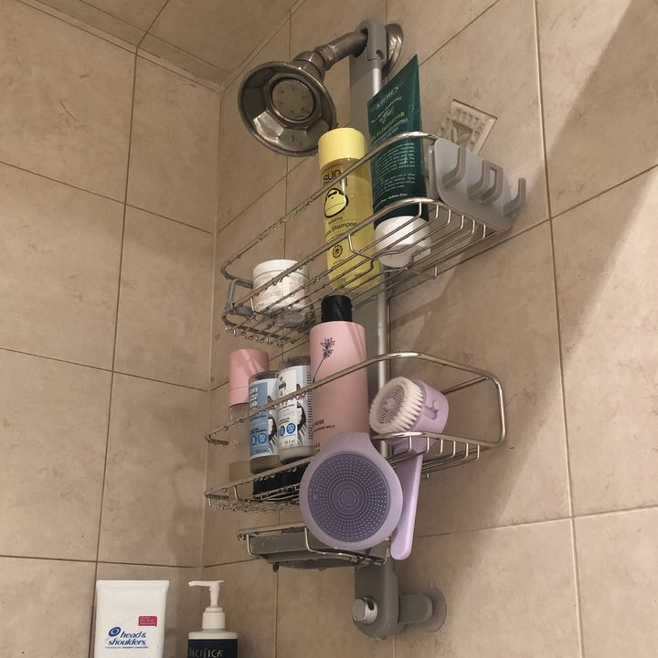 the same caddy filled with products