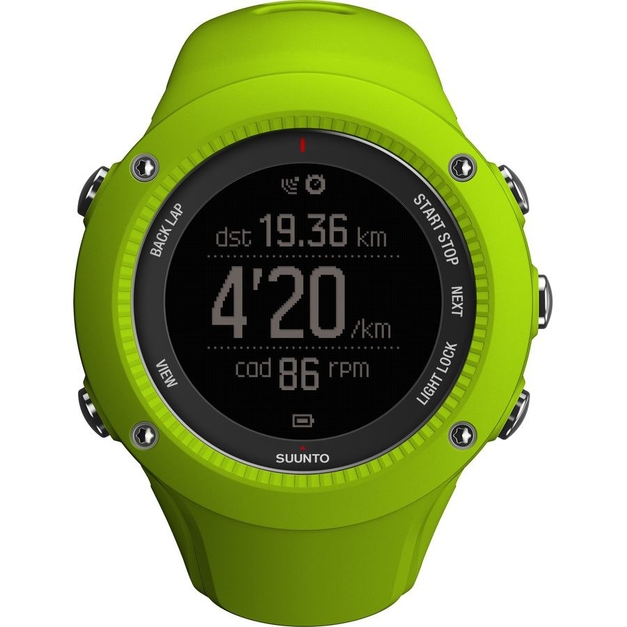 A lime green GPS watch 