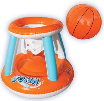 Inflatable basketball hoop with inflatable basketball