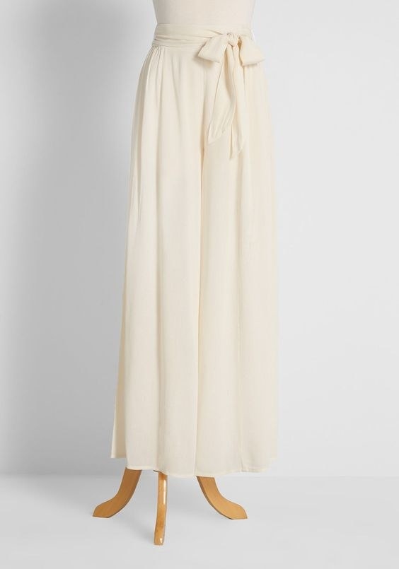 white wide leg pants with tie waist 