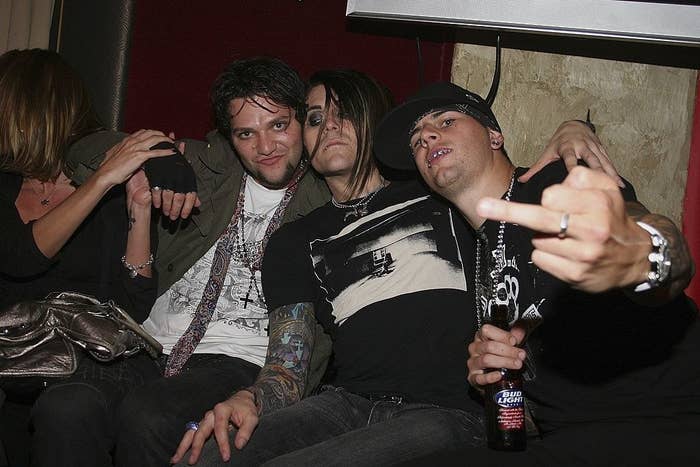 Bam Margera, AFI&#x27;s Davey Havoc, and Avenged Sevenfold&#x27;s M Shadows hanging out 