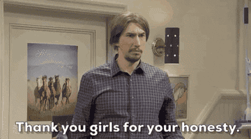 Adam is trying to contain his disappointment as he says &quot;thank you girls for your honesty&quot; in an SNL sketch