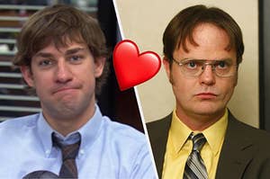 Jim and Dwight from the Office sitting next to each other