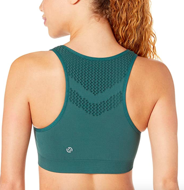 Model wears green mesh bralette sports bra