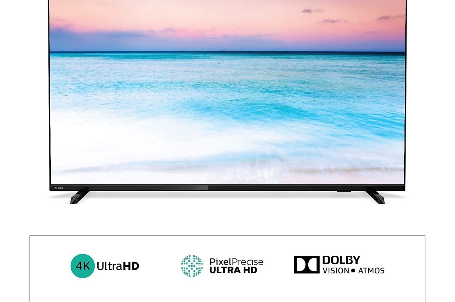 A Philips 6600 Series 4K Ultra HD LED Smart TV in black.
