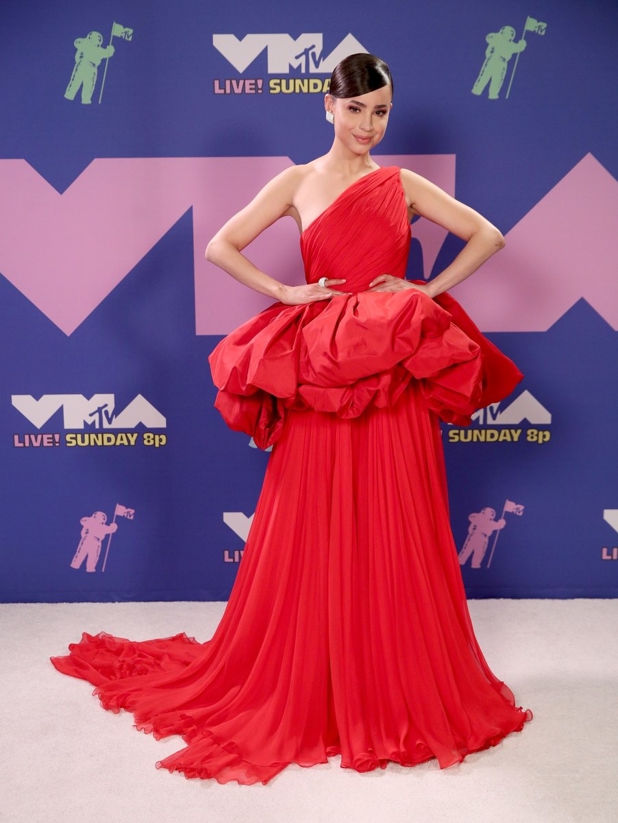Sofia Carson wore a gown to the VMAs