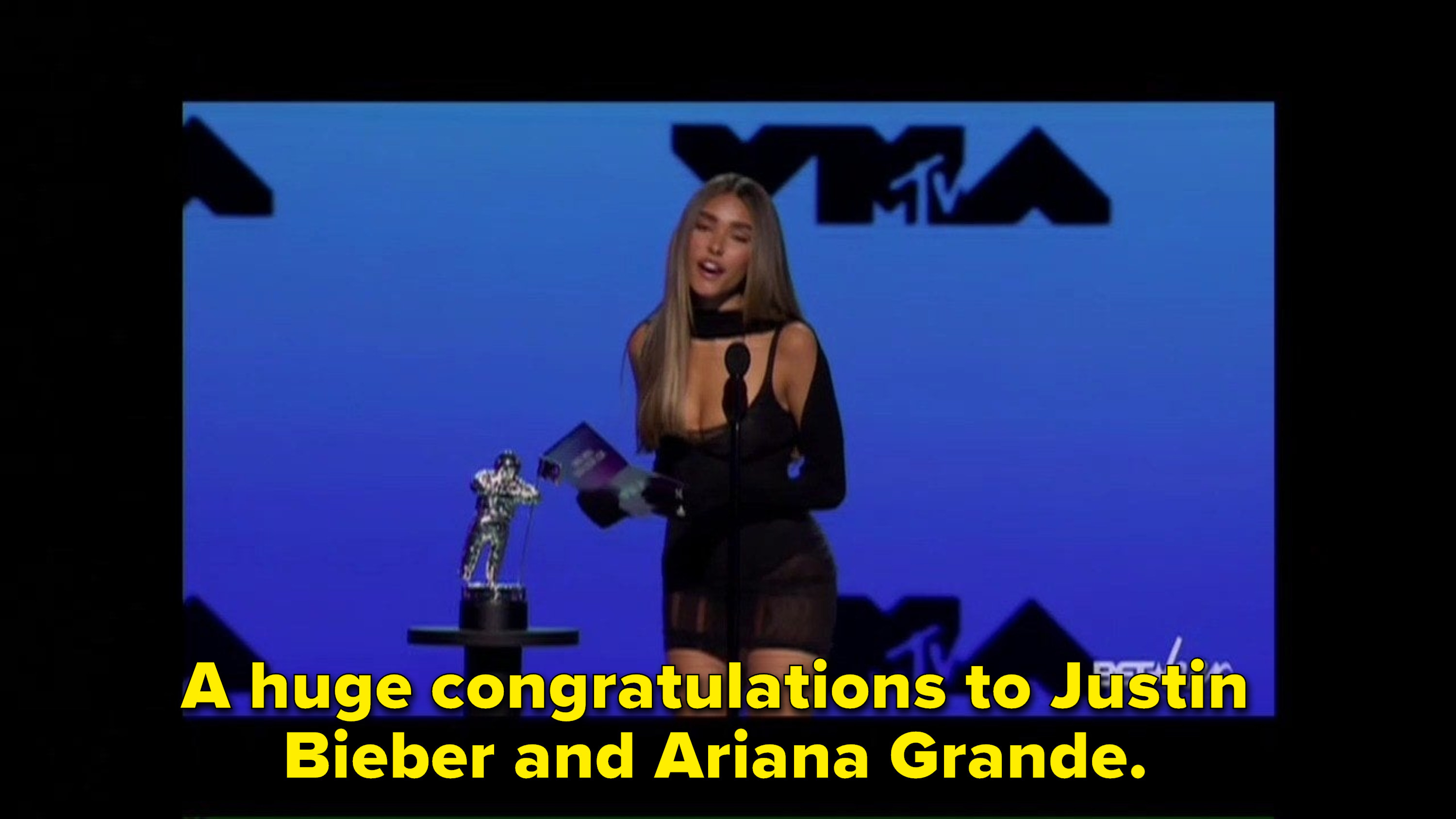 &quot;A huge congratulations to Justin Bieber and Ariana Grande.&quot; 