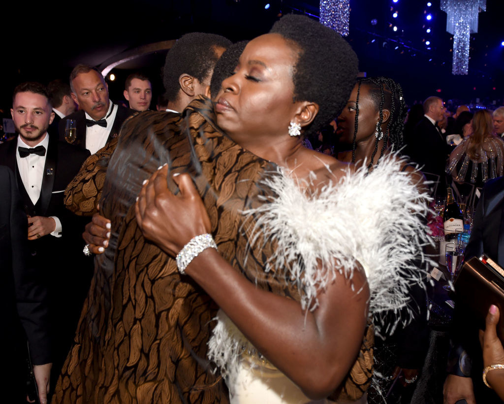 Danai and Chadwick hugging