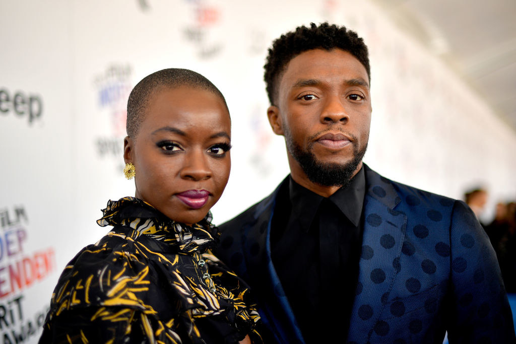 Danai and Chadwick posing for camera 